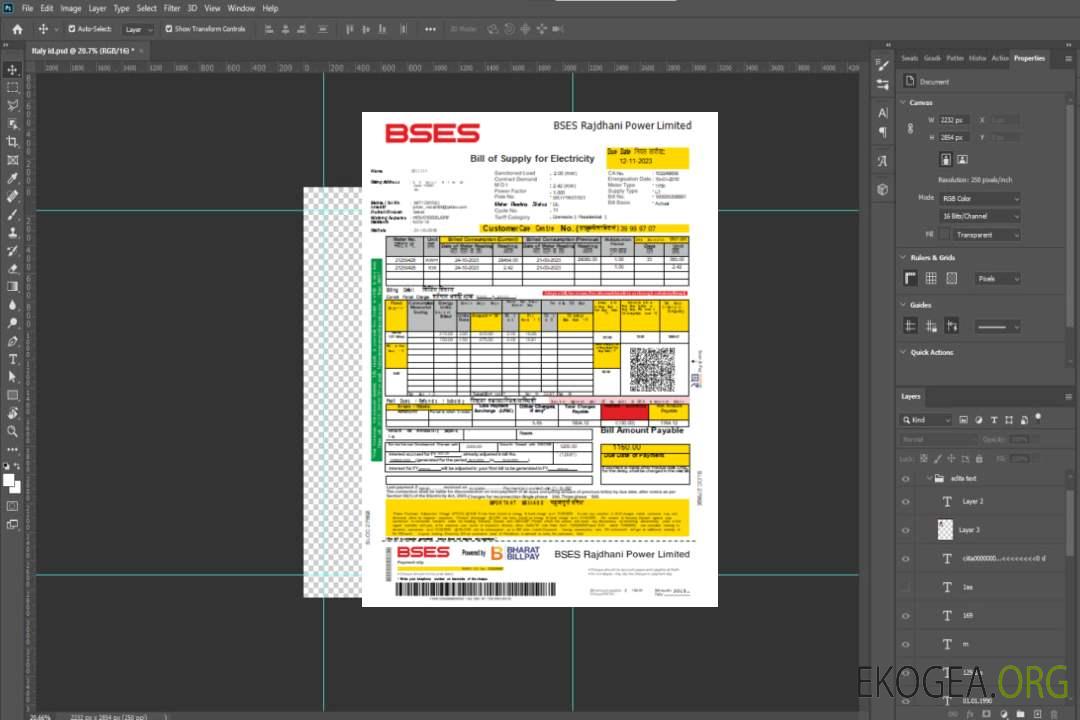 Facture commerciale du service public d'électricité de BSES Rajdhani Power Limited, SCR template Facture commerciale du service public d'électricité de BSES Rajdhani Power Limited, SCR template